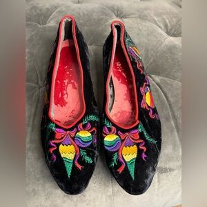 Jack Sprat Velvet Holiday Vintage Flats, Size 9.5